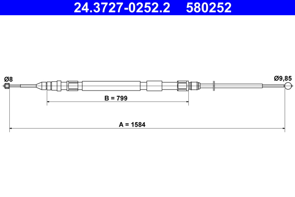 ATE Håndbremsekabel 24372702522 for BMW