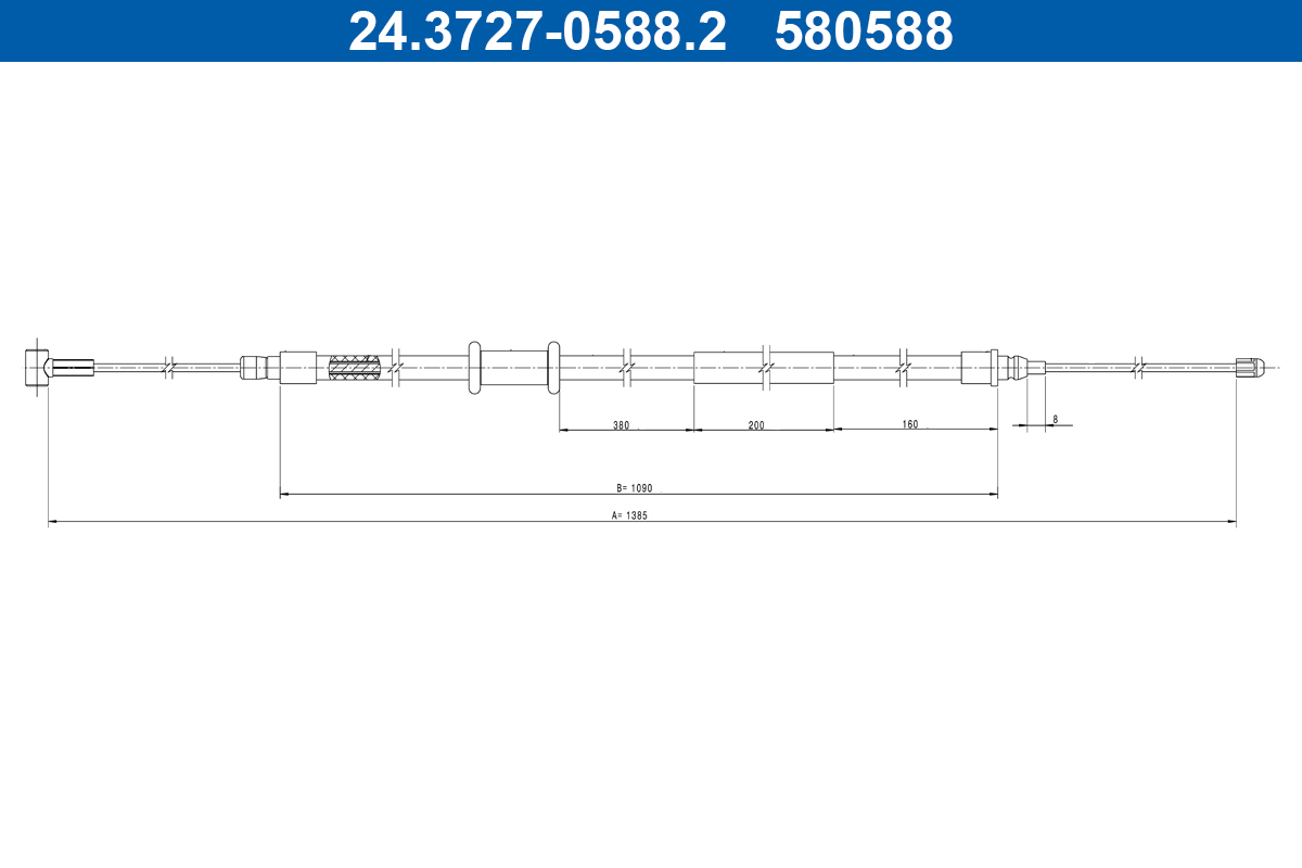 ATE Håndbremsekabel 24372705882 for PEUGEOT FIAT VAUXHALL