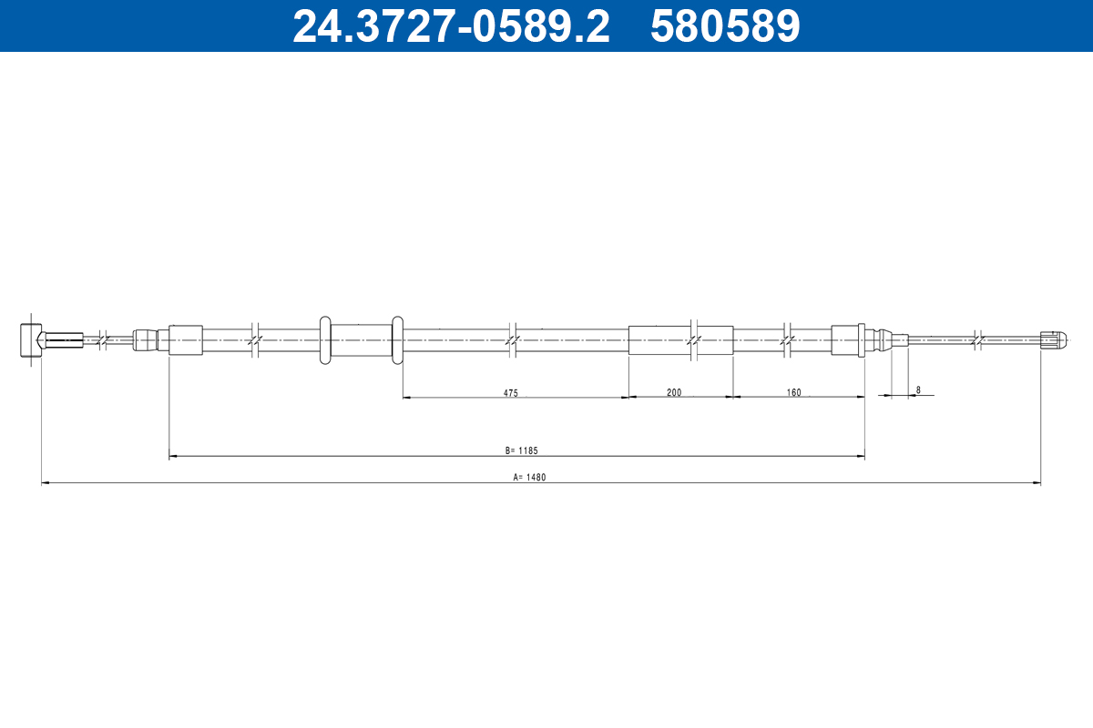 ATE Håndbremsekabel 24372705892 for FIAT PEUGEOT CITROËN