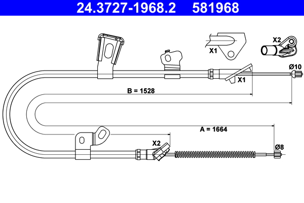 ATE Håndbremsekabel 24372719682 for TOYOTA