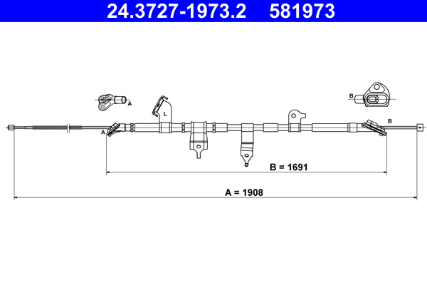 ATE Håndbremsekabel 24372719732 for TOYOTA