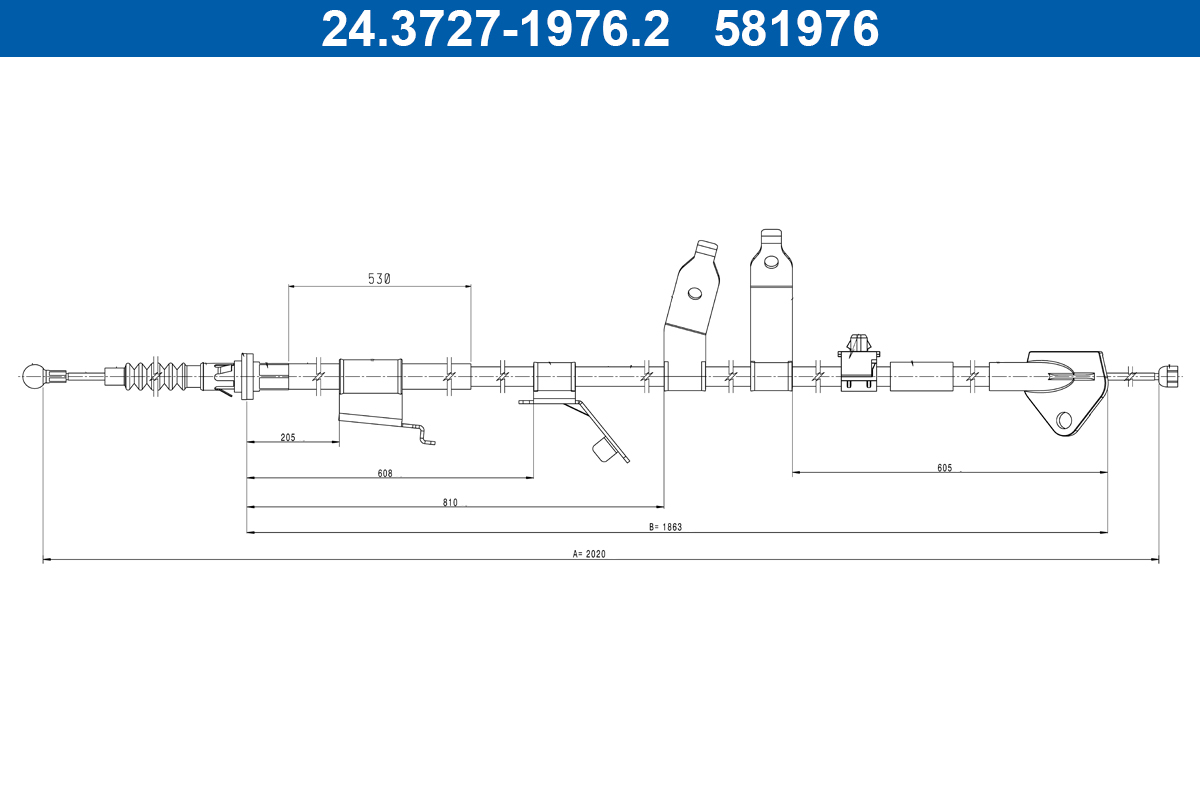 ATE Håndbremsekabel 24372719762 for TOYOTA