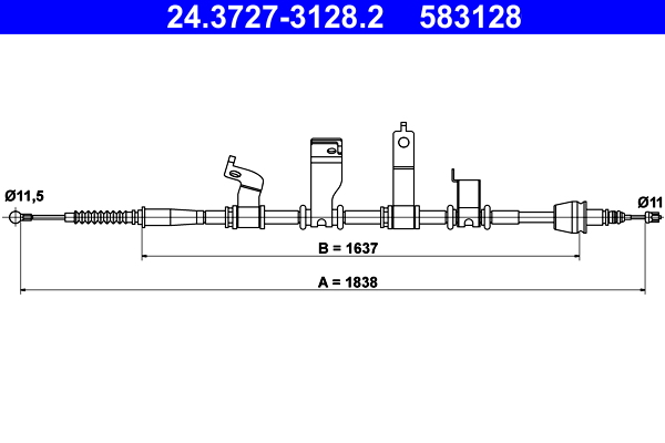 ATE Håndbremsekabel 24372731282 for KIA