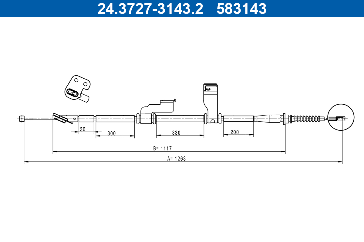 ATE Håndbremsekabel 24372731432 for HYUNDAI
