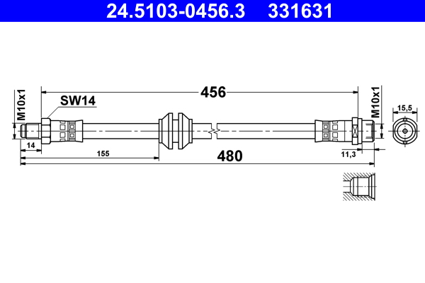 ATE Bremseslange 24510304563 for MERCEDES-BENZ