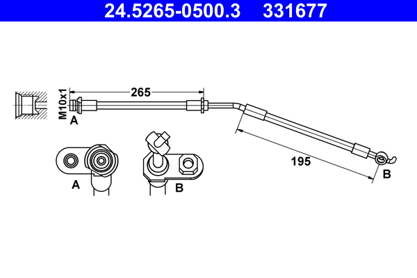 ATE Bremseslange 24526505003 for TOYOTA