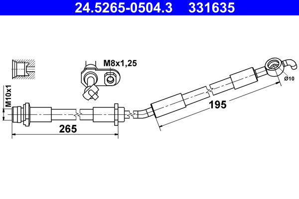 ATE Bremseslange 24526505043 for TOYOTA