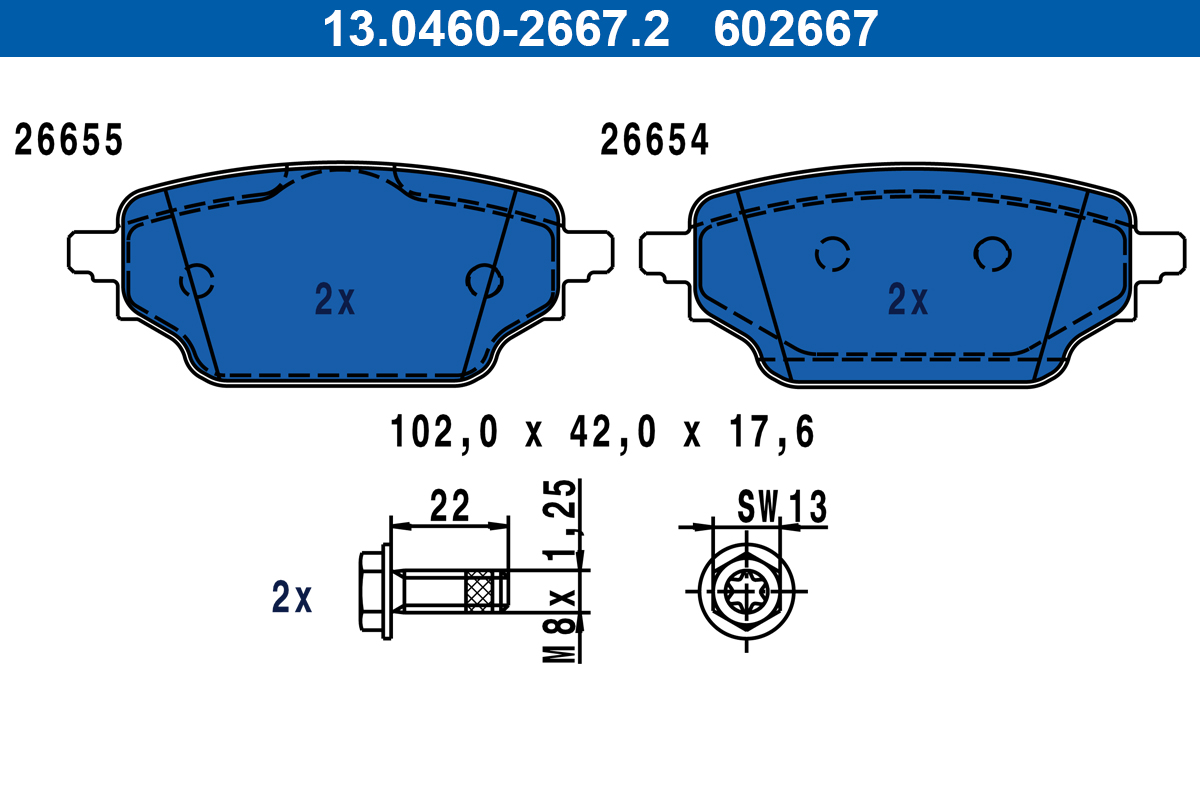 ATE Bremseklodser 13046026672 for RENAULT