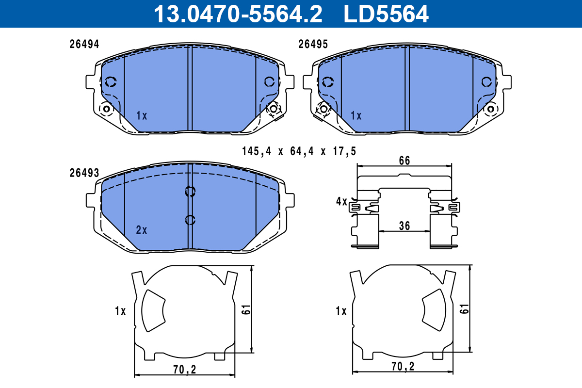 ATE Bremseklodser 13047055642 for HYUNDAI