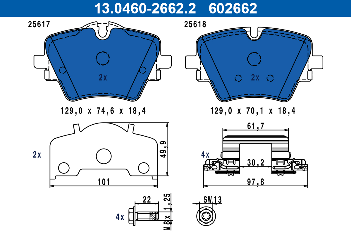 ATE Bremseklodser 13046026622 for BMW