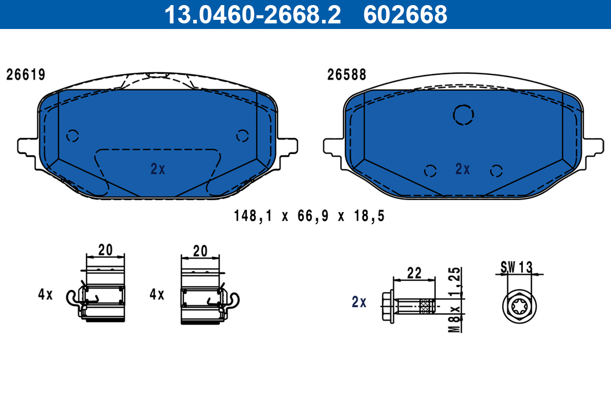 ATE Bremseklodser 13046026682 for DS TOYOTA