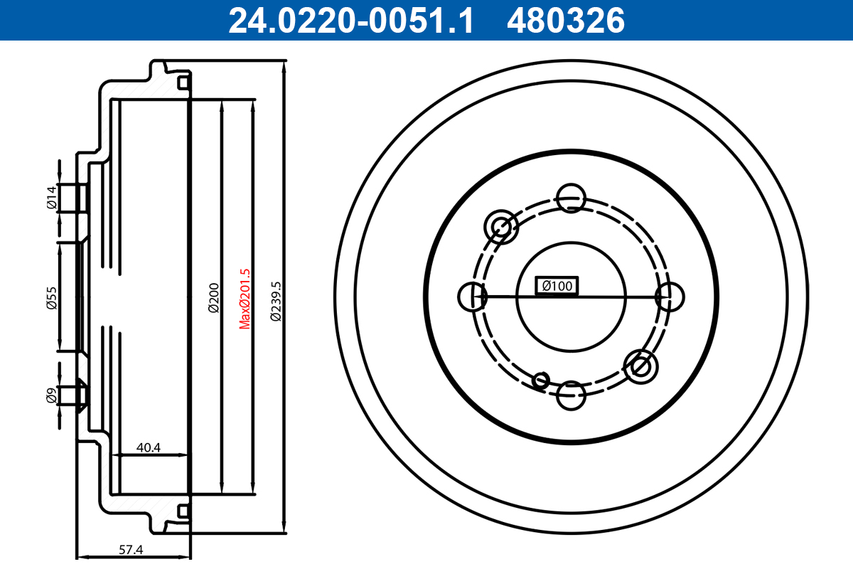 ATE Bremsetromle 24.0220-0051.1 for MAZDA