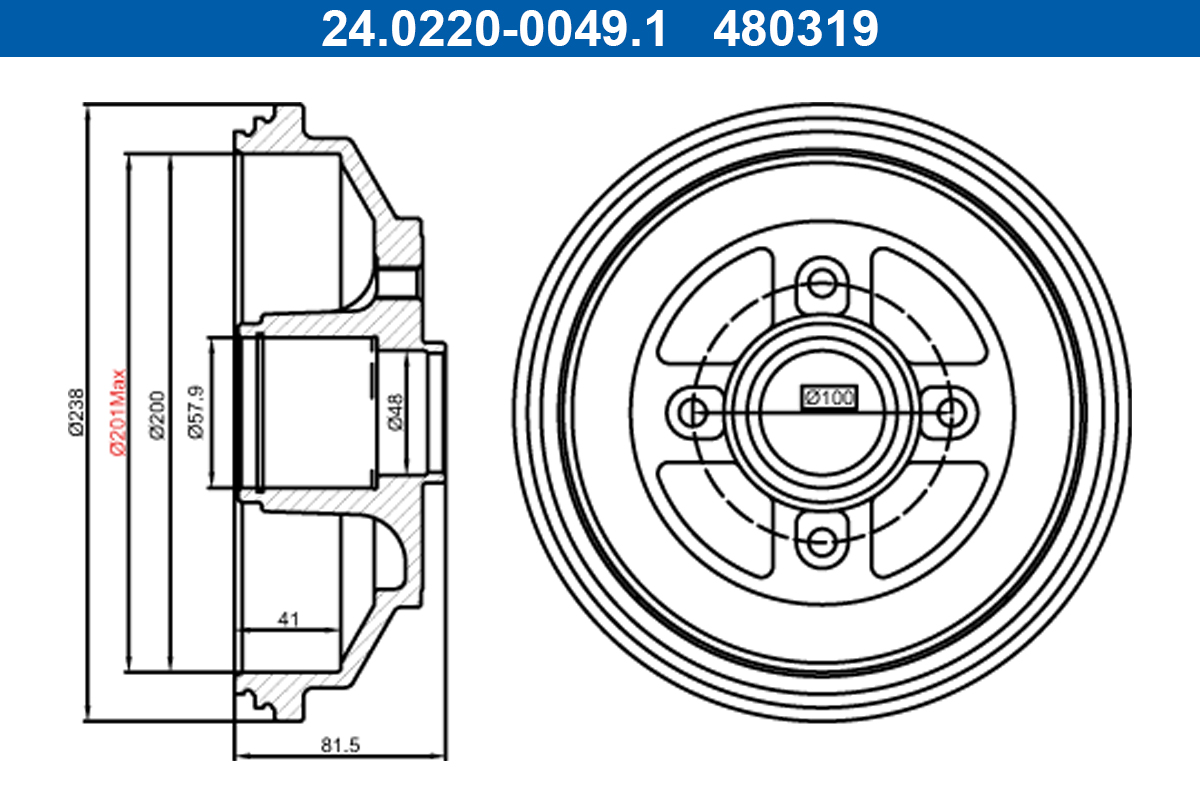 ATE Bremsetromle 24.0220-0049.1 for VAUXHALL SUZUKI