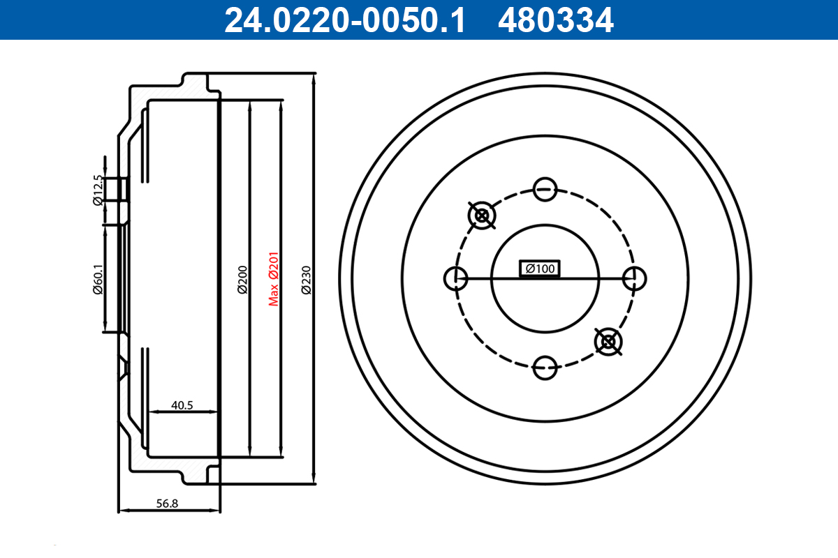 ATE Bremsetromle 24.0220-0050.1 for VAUXHALL