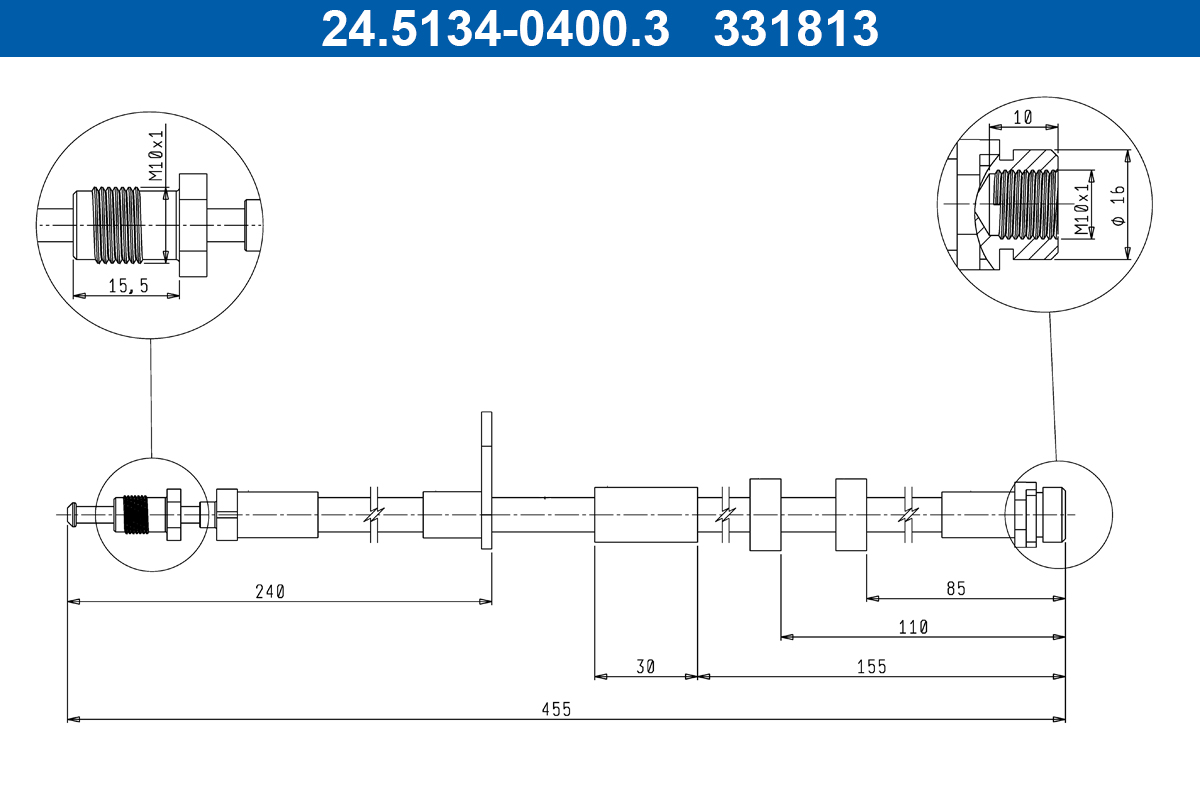 ATE Bremseslange 24513404003 for FORD