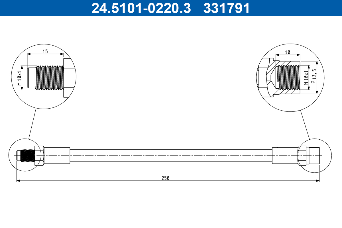 ATE Bremseslange 24510102203 for DAF VOLVO MERCEDES-BENZ