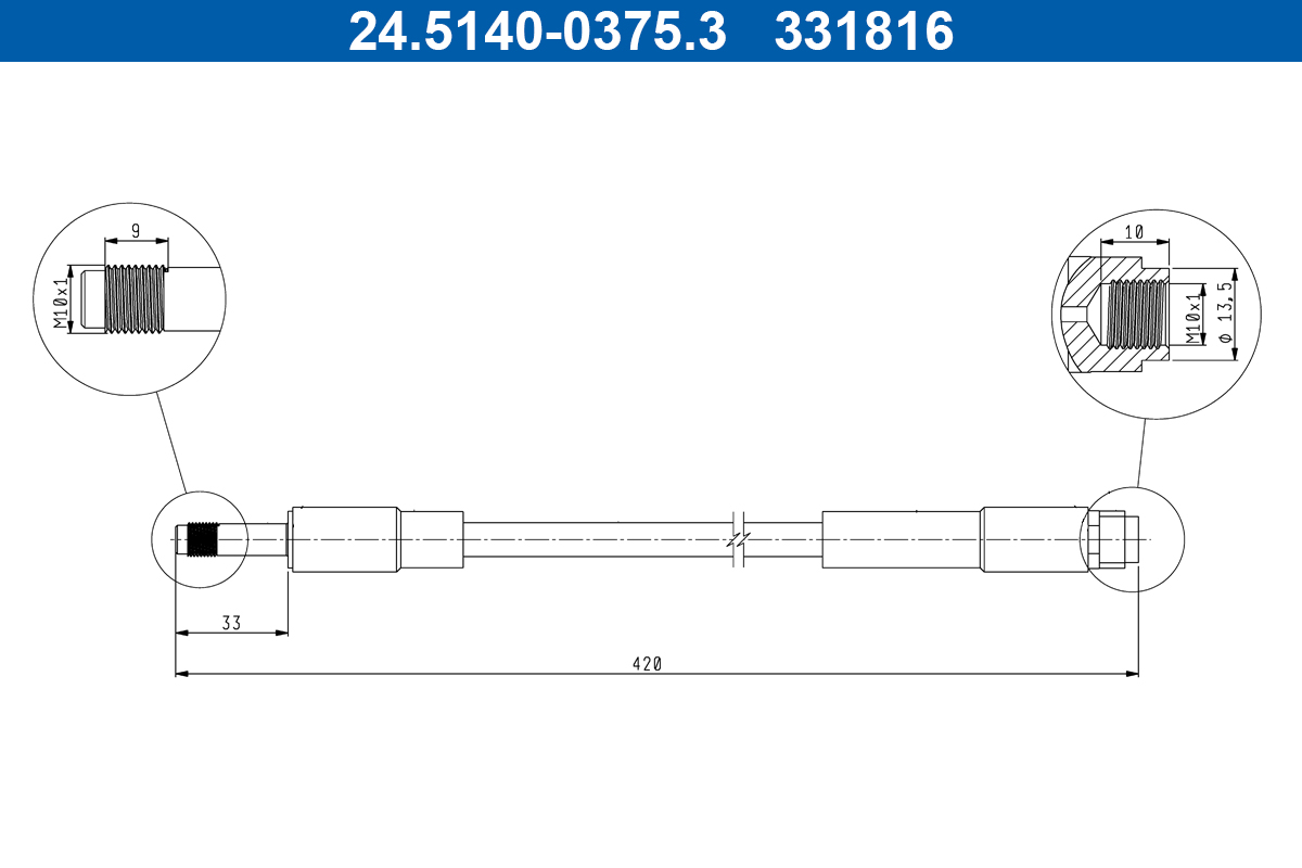 ATE Bremseslange 24514003753 for MERCEDES-BENZ