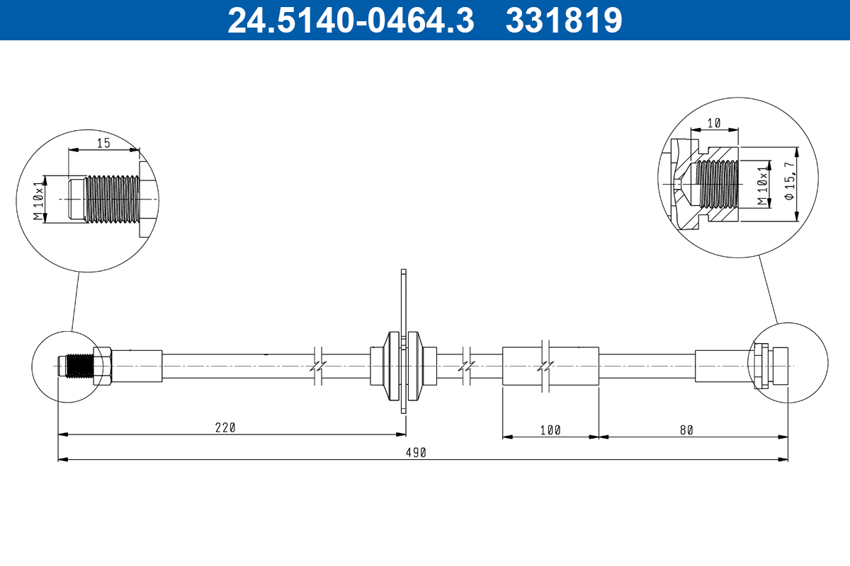 ATE Bremseslange 24514004643 for FORD