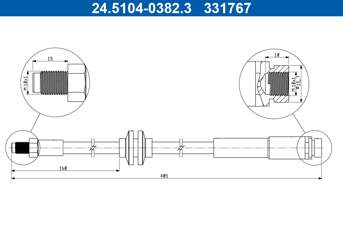 ATE Bremseslange 24510403823 for VOLVO MAZDA
