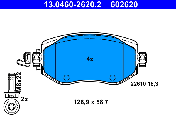 ATE Bremseklodser 13046026202 for RENAULT