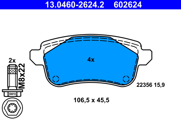 ATE Bremseklodser 13046026242 for RENAULT