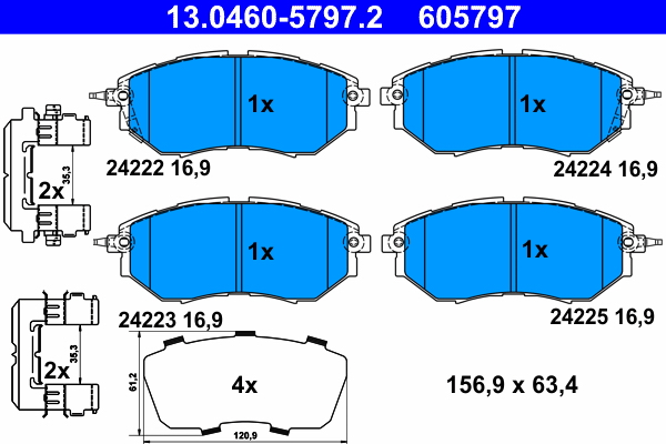 ATE Bremseklodser 13046057972 for SUBARU