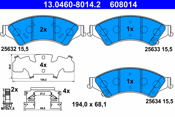 ATE Bremseklodser 13046080142 for FORD