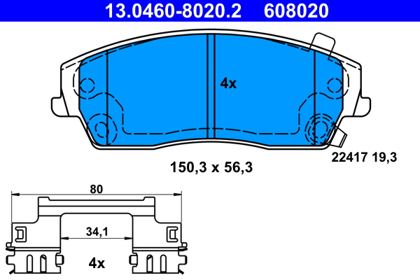 ATE Bremseklodser 13046080202 for CHRYSLER