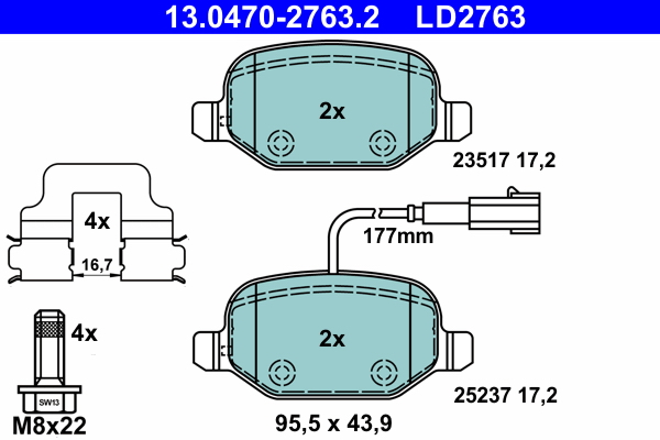 ATE Bremseklodser 13047027632 for FIAT