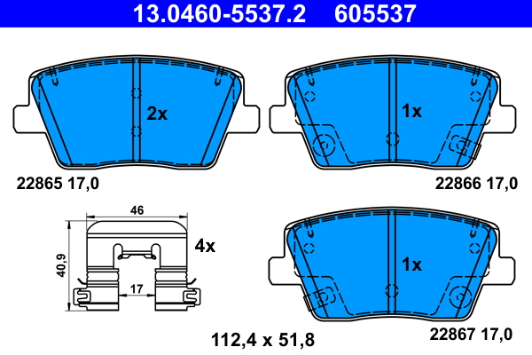 ATE Bremseklodser 13046055372 for HYUNDAI
