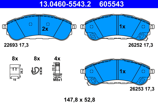 ATE Bremseklodser 13046055432 for FORD