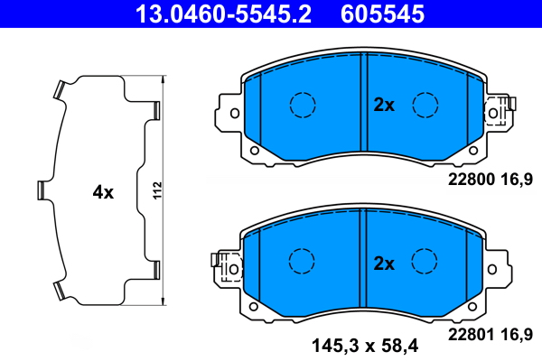 ATE Bremseklodser 13046055452 for SUBARU