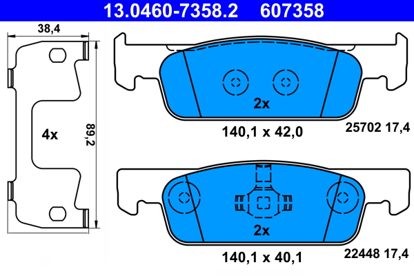 ATE Bremseklodser 13046073582 for DACIA