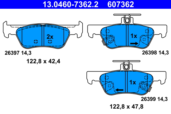 ATE Bremseklodser 13046073622 for HONDA