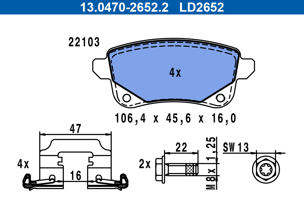 ATE Bremseklodser 13047026522 for RENAULT
