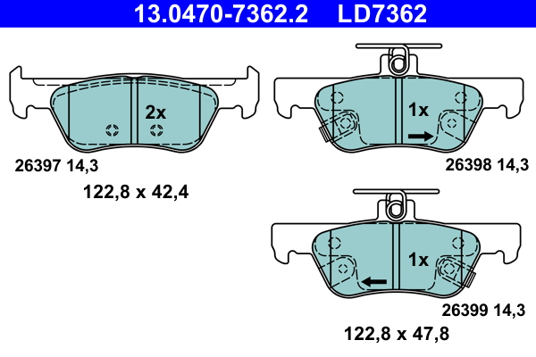 ATE Bremseklodser 13047073622 for HONDA