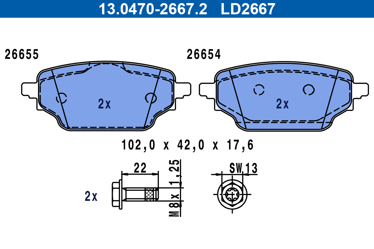 ATE Bremseklodser 13047026672 for RENAULT