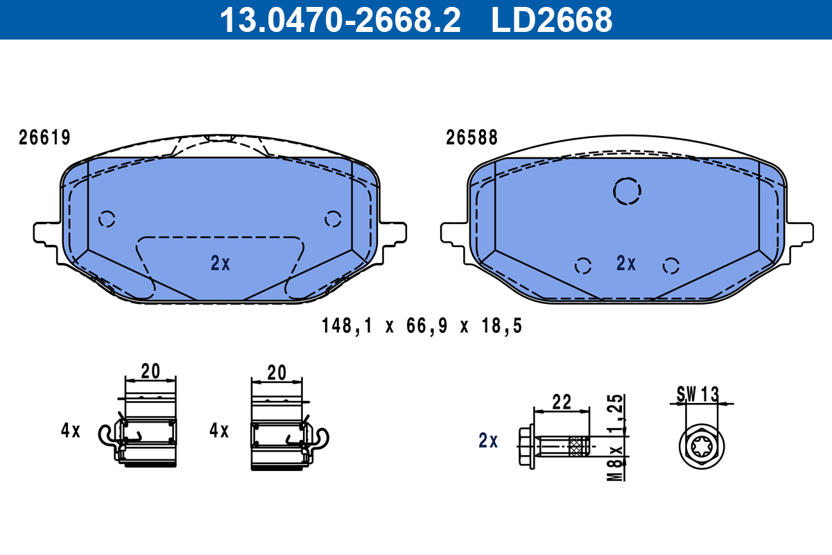ATE Bremseklodser 13047026682 for DS TOYOTA