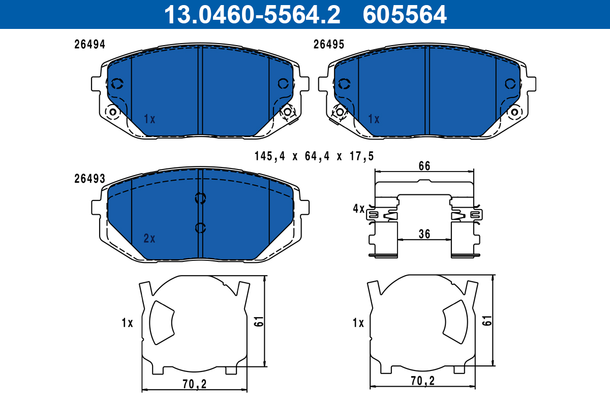 ATE Bremseklodser 13046055642 for HYUNDAI
