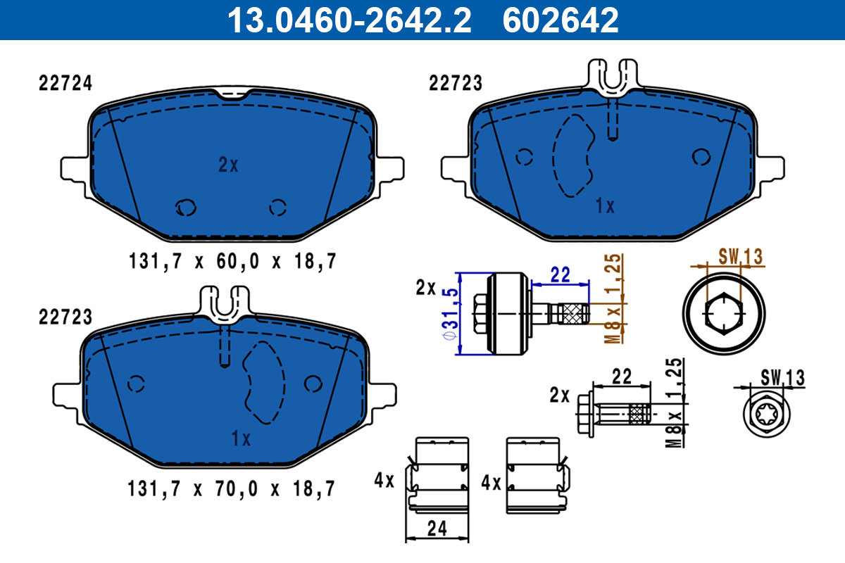 ATE Bremseklodser 13046026422 for MERCEDES-BENZ