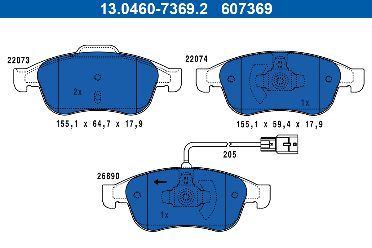 ATE Bremseklodser 13046073692 for MERCEDES-BENZ