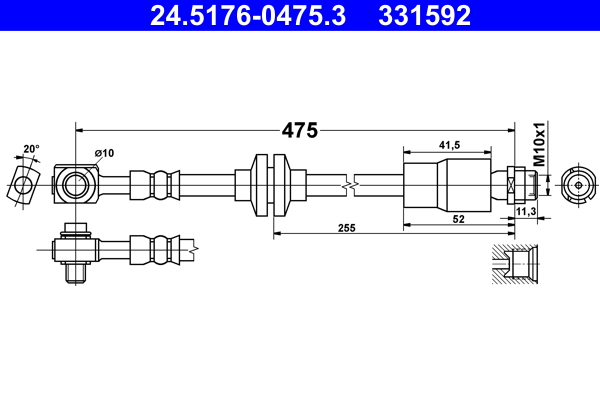 ATE Bremseslange 24517604753 for VAUXHALL GENERAL MOTORS CHEVROLET