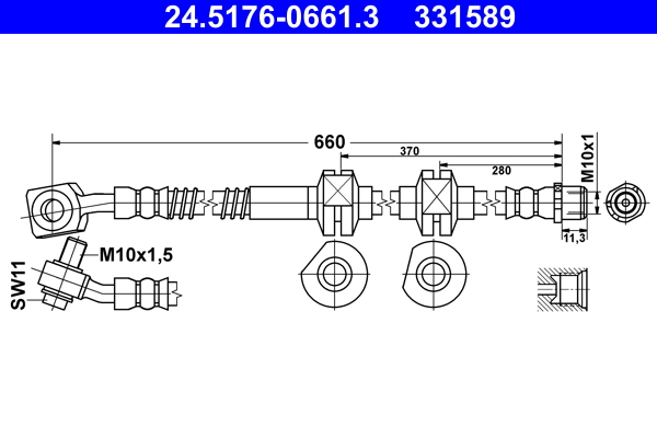 ATE Bremseslange 24517606613 for VAUXHALL