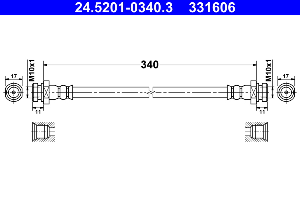 ATE Bremseslange 24520103403 for MITSUBISHI