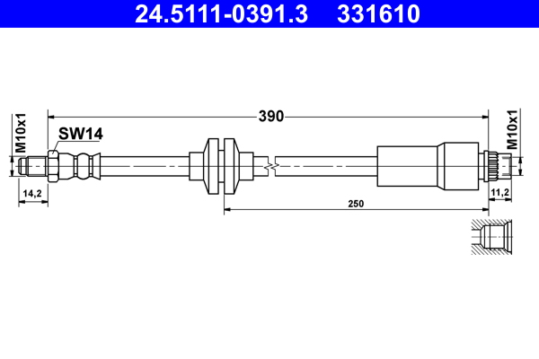ATE Bremseslange 24511103913 for CHEVROLET
