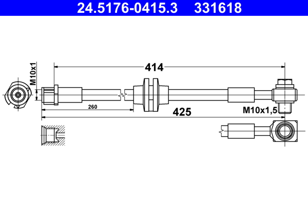 ATE Bremseslange 24517604153 for VAUXHALL