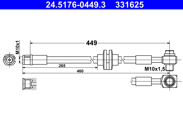 ATE Bremseslange 24517604493 for VAUXHALL