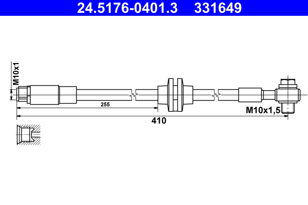 ATE Bremseslange 24517604013 for VAUXHALL CHEVROLET