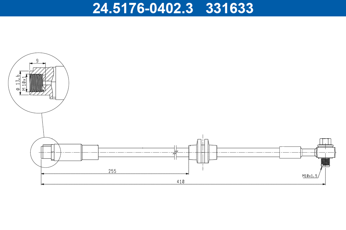 ATE Bremseslange 24517604023 for VAUXHALL CHEVROLET