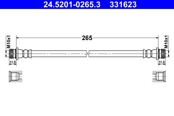 ATE Bremseslange 24520102653 for MITSUBISHI